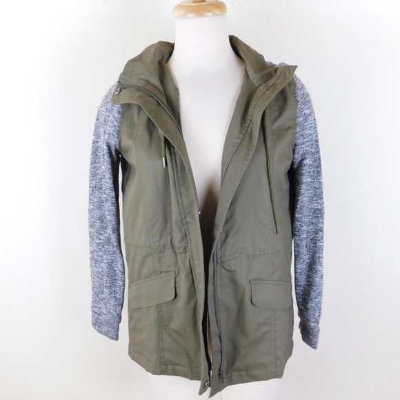 Olive hoodie grey trim jacket - Picture 7 of 8